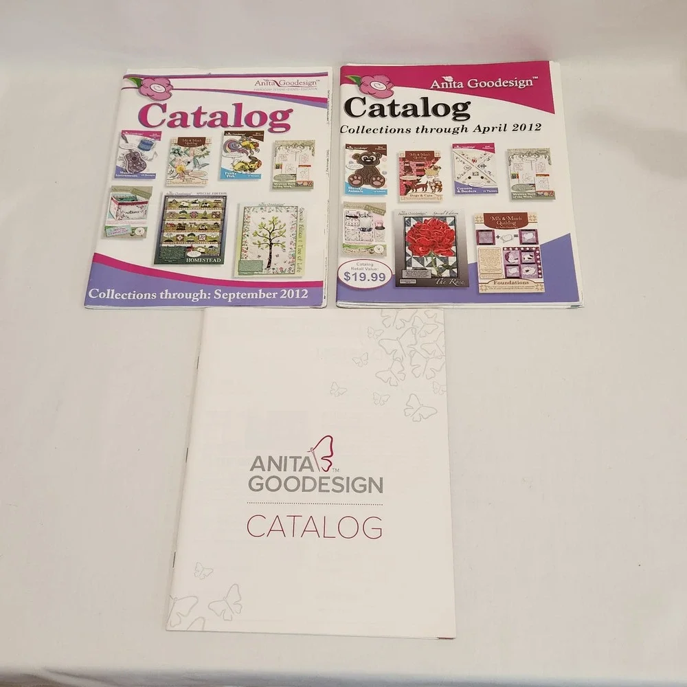 Lot of 3 Anita Goodesign Machine Embroidery Patterns Design Catalogs 2012 & ?